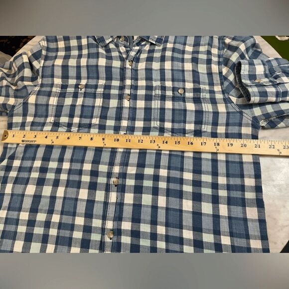 Johnnie-O Long Sleeve Casual Button Down Blue Plaid Cotton Mens size M - Picture 4 of 7